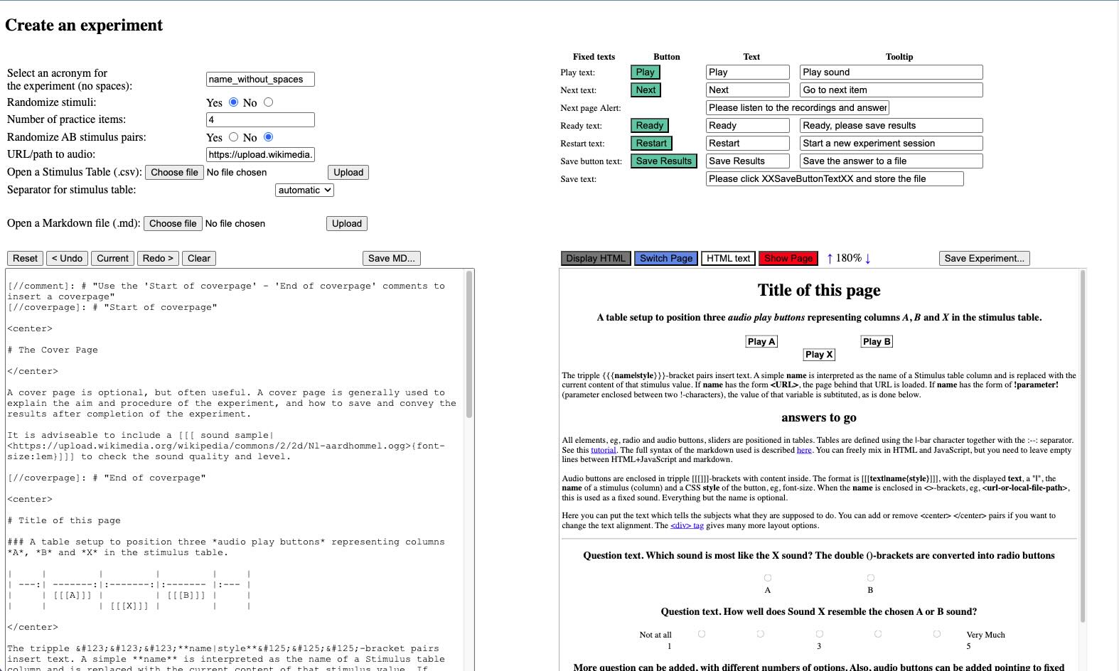 *User Interface of akoústeCreate.html*